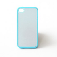 Чехол резиновый для iPhone 4/4S, для сублимации с металлической вставкой, Голубой