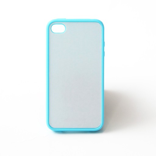 Чехол резиновый для iPhone 4/4S, для сублимации с металлической вставкой, Голубой