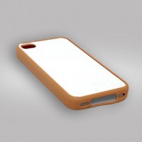 Чехол резиновый для iPhone 4/4S, для сублимации с металлической вставкой, Коричневый
