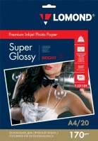 170 г/м2, A4, Super Glossy Bright Premium фотобумага, 20 листов Lomond 1101101