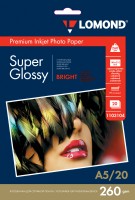 260 г/м, A5, Super Glossy Bright Premium фотобумага, 20 листов Lomond 1103104