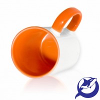 Кружка керамическая Оранжевая внутри и ручка - для сублимационного переноса. ПРЕМИУМ.