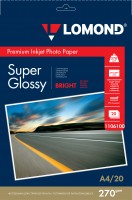 270 г/м, A4, Super Glossy Bright Premium фотобумага, 20 листов Lomond 1106100