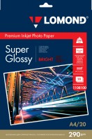 290 г/м, A4, Super Glossy Bright Premium фотобумага, 20 листов Lomond 1108100