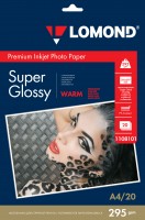 295 г/м2, A4 Super Glossy Warm Premium фотобумага, 20 л. Lomond 1108101