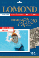 185 г/м2, A4, Semi Glossy Bright Non-PE Premium фотобумага, 20 листов Lomond 1101306
