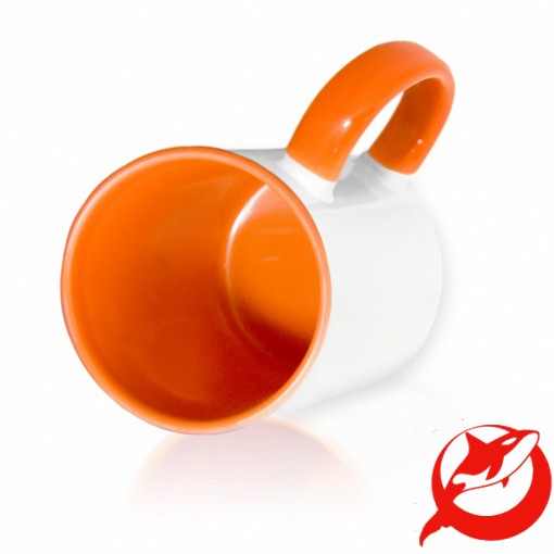 Кружка керамическая Оранжевая внутри и ручка - для сублимационного переноса. СТАНДАРТ. Orca