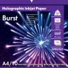 Фотобумага с голографическим эффектом "Burst" (Вспышка), А4, 260 г/м, микропористая, односторонняя, 10 листов