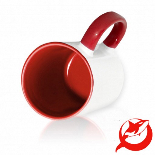 Кружка керамическая Красная внутри и ручка - для сублимационного переноса. СТАНДАРТ. Orca