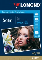 270 г/м2, A3, Satin Warm Premium фотобумага, 20 листов Lomond 1104103