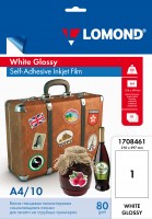Lomond PET Self-Adhesive White Glossy Ink Jet Film – белая глянцевая самоклеющаяся пленка, А4, 100 мкм, 10л 1708461